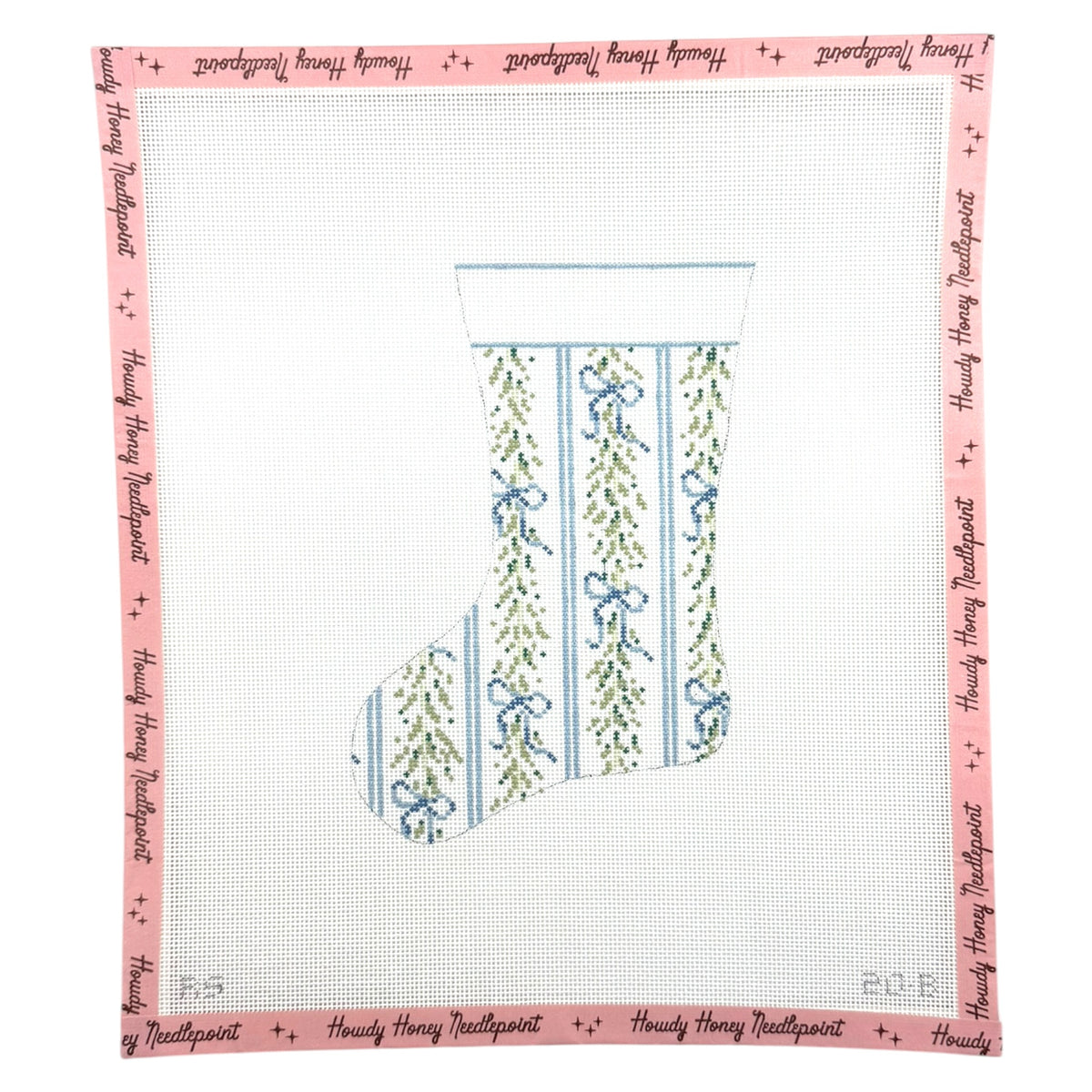 Blue Bow Garland Mini Stocking