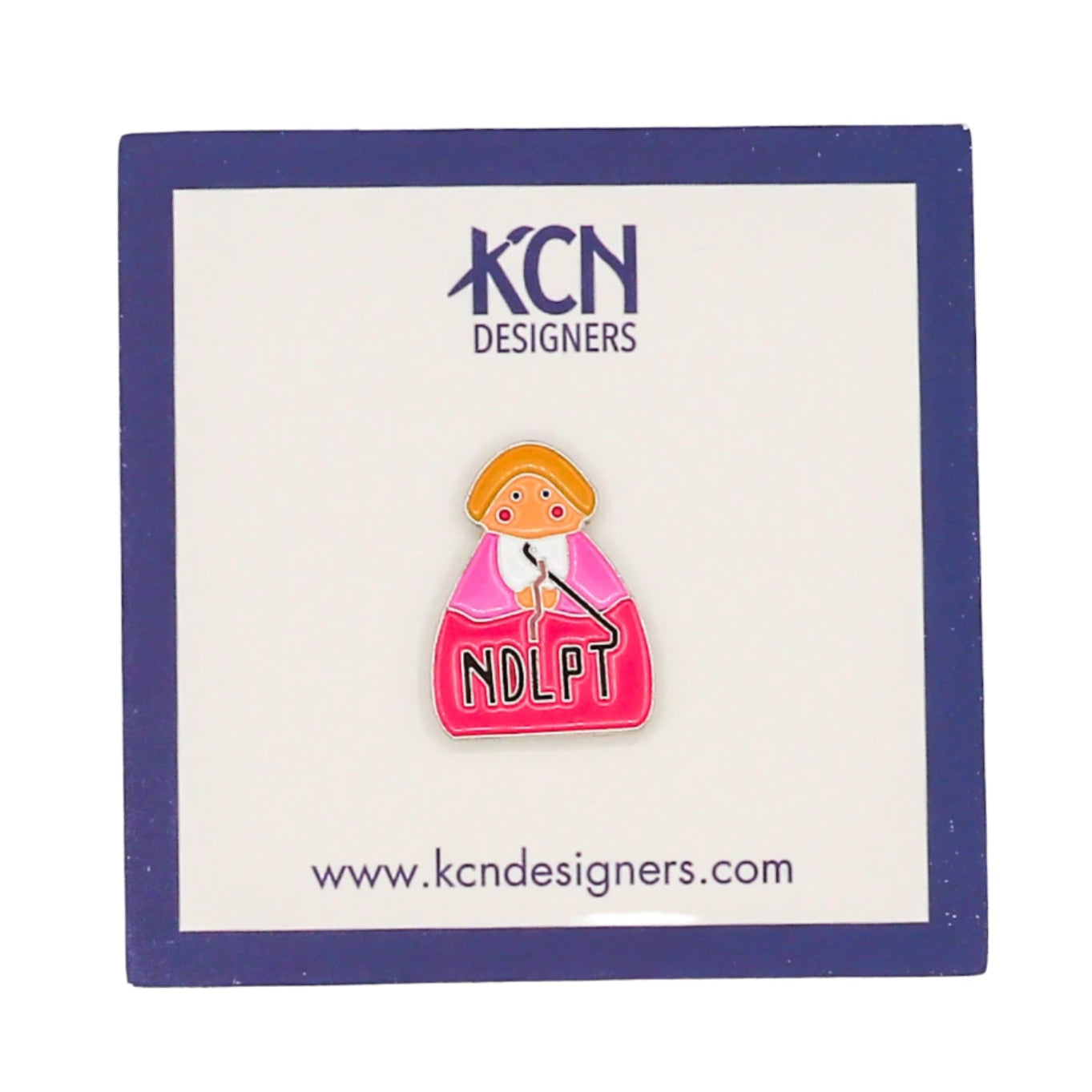 Magnetic needle minder with 'NDLPT' on a card featuring KCN Designers logo