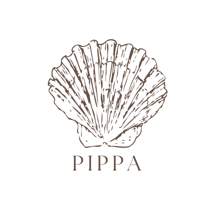 Seashell illustration with 'PIPPA' text on a white background