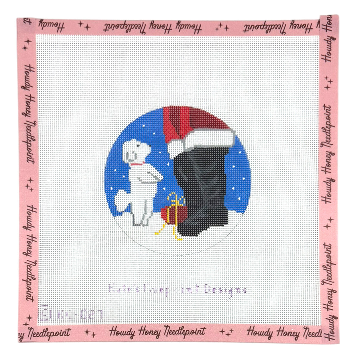 Bichon Frise and Santa