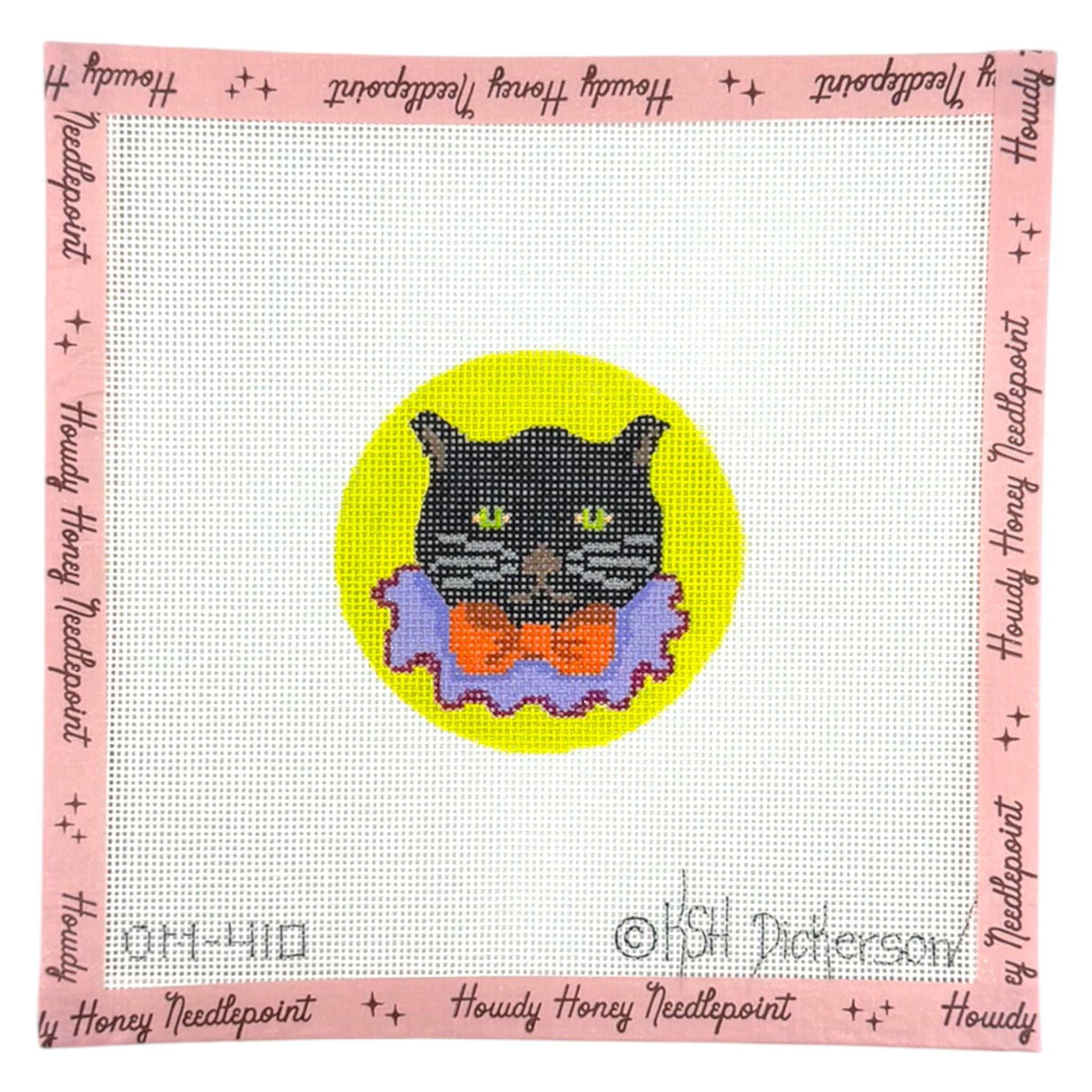 Black Cat With Bowtie Round