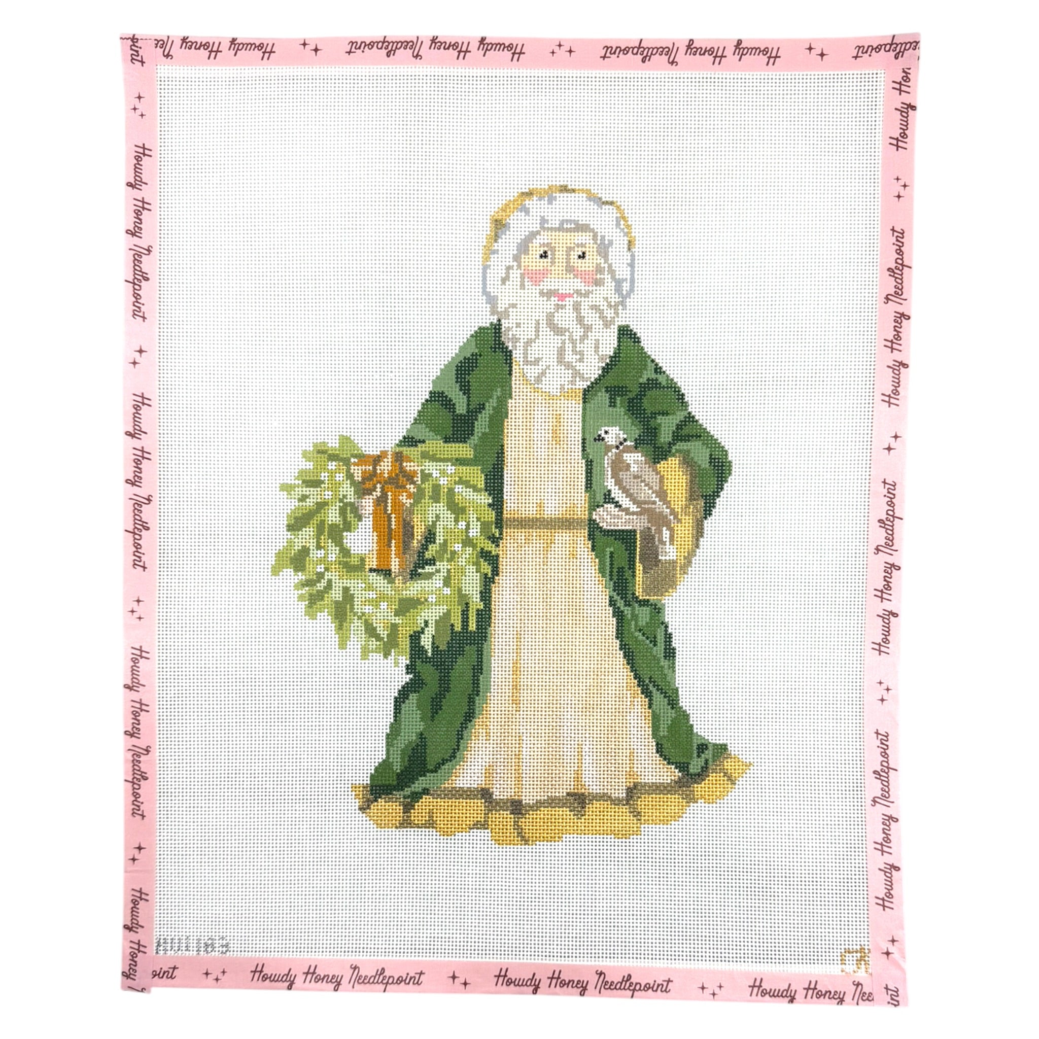 Green & Gold Santa with Wreath