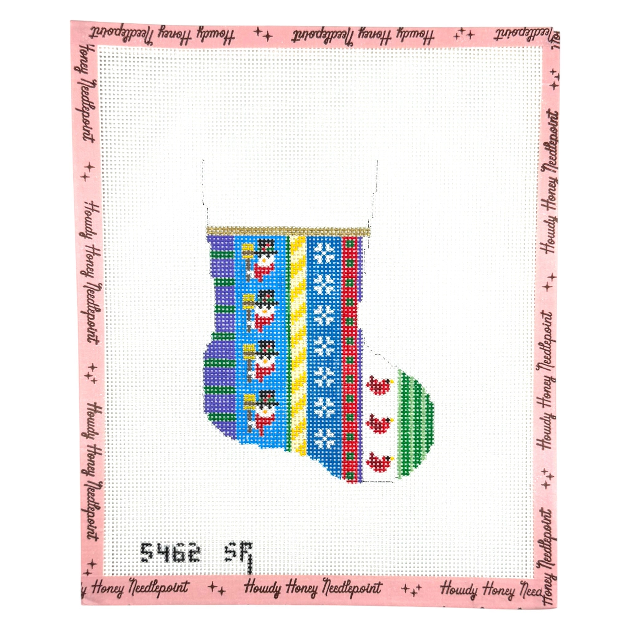 Snowman Vertical Stripe Mini Stocking