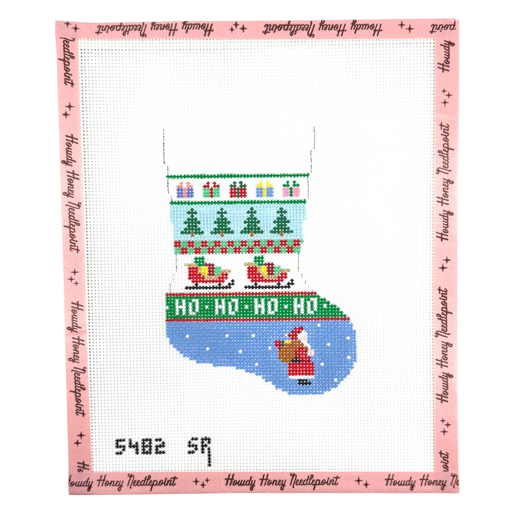 Santa Sleigh Stripe Mini Stocking