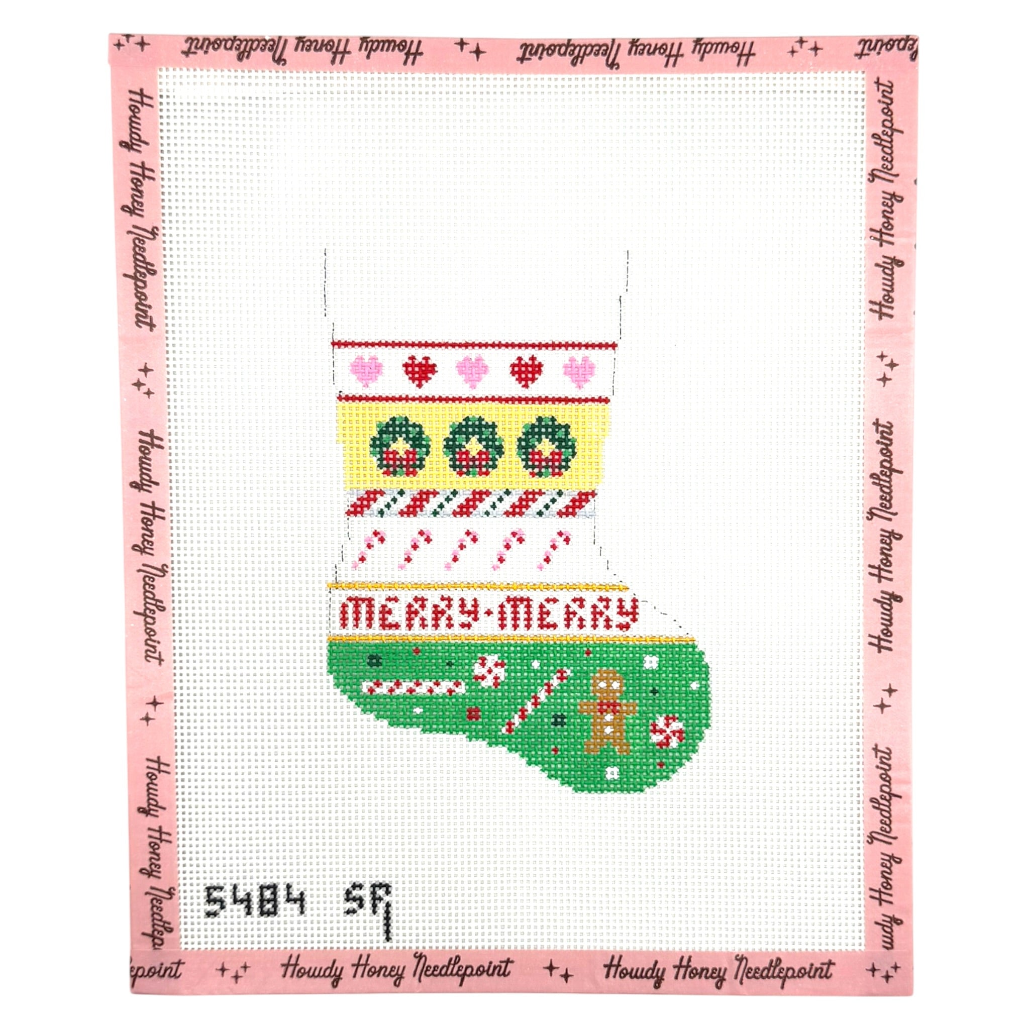 Wreath/Candy Stripe Mini Stocking