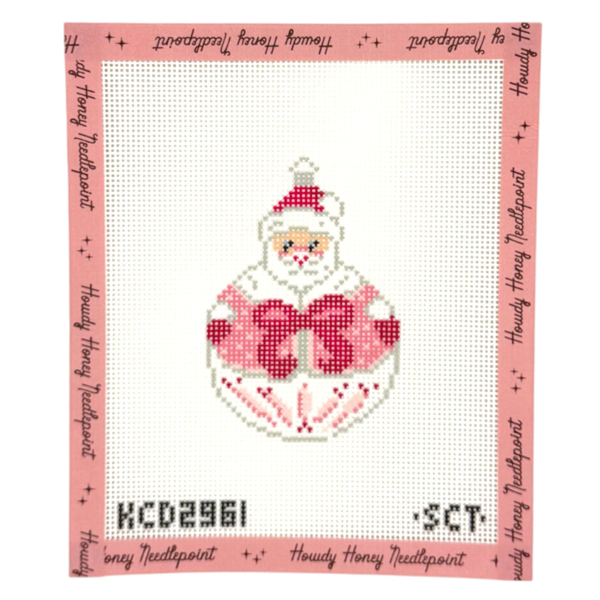 Santa With Bow – Howdy Honey Needlepoint