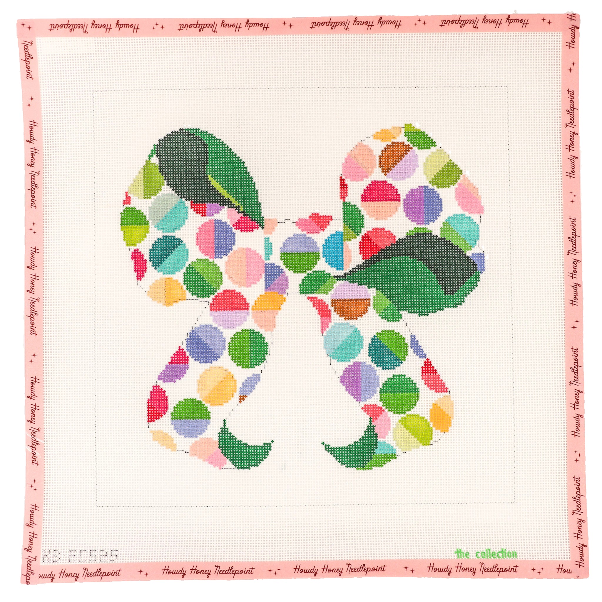 Colorful butterfly design on a white background with a pink border