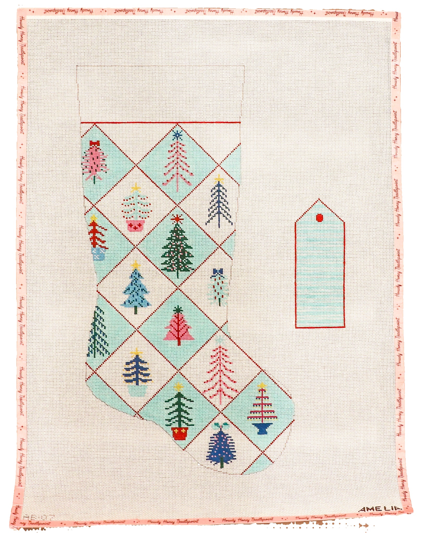 Candy Quilting Trees Stocking (w/ tag)
