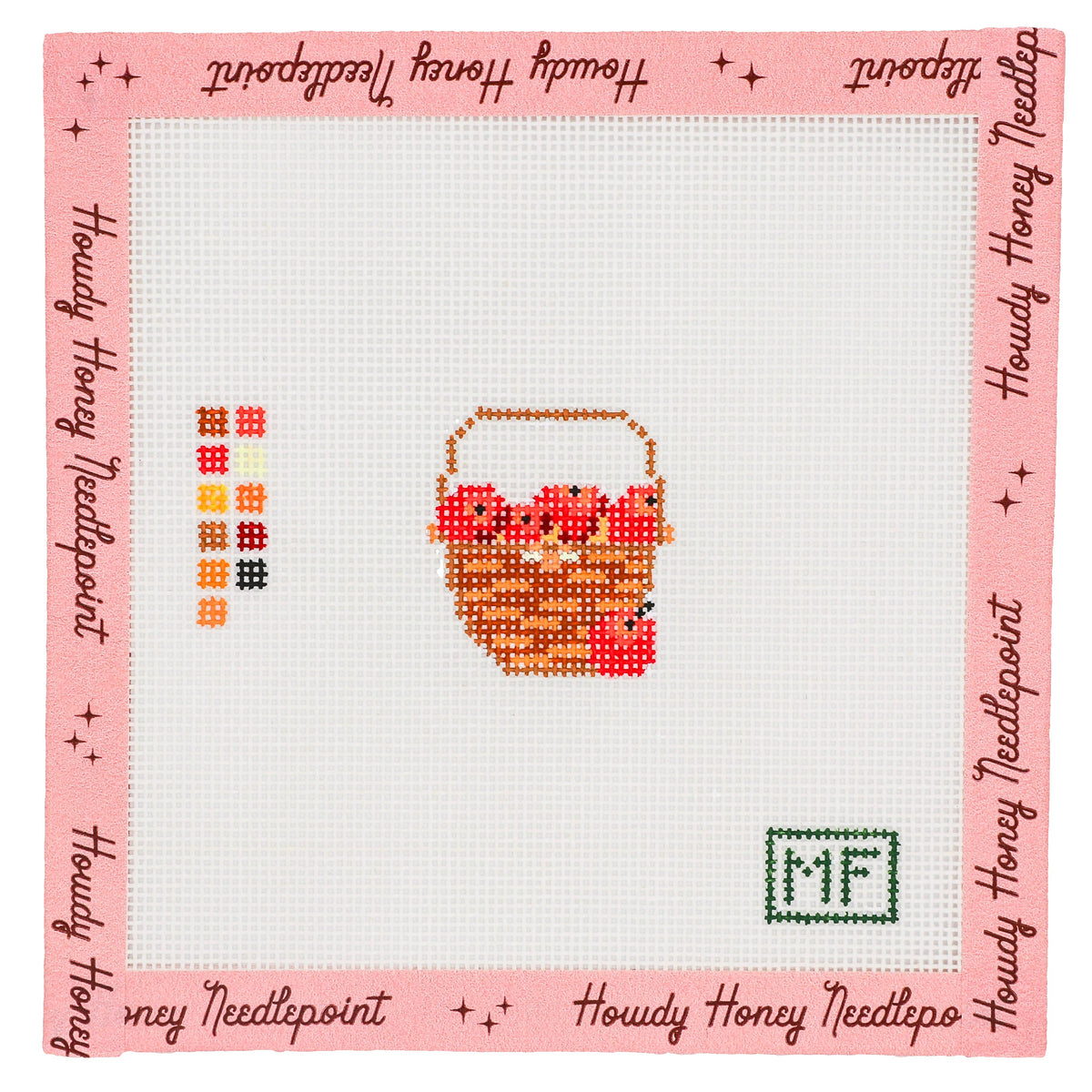 Basket with Apples Mini – Howdy Honey Needlepoint