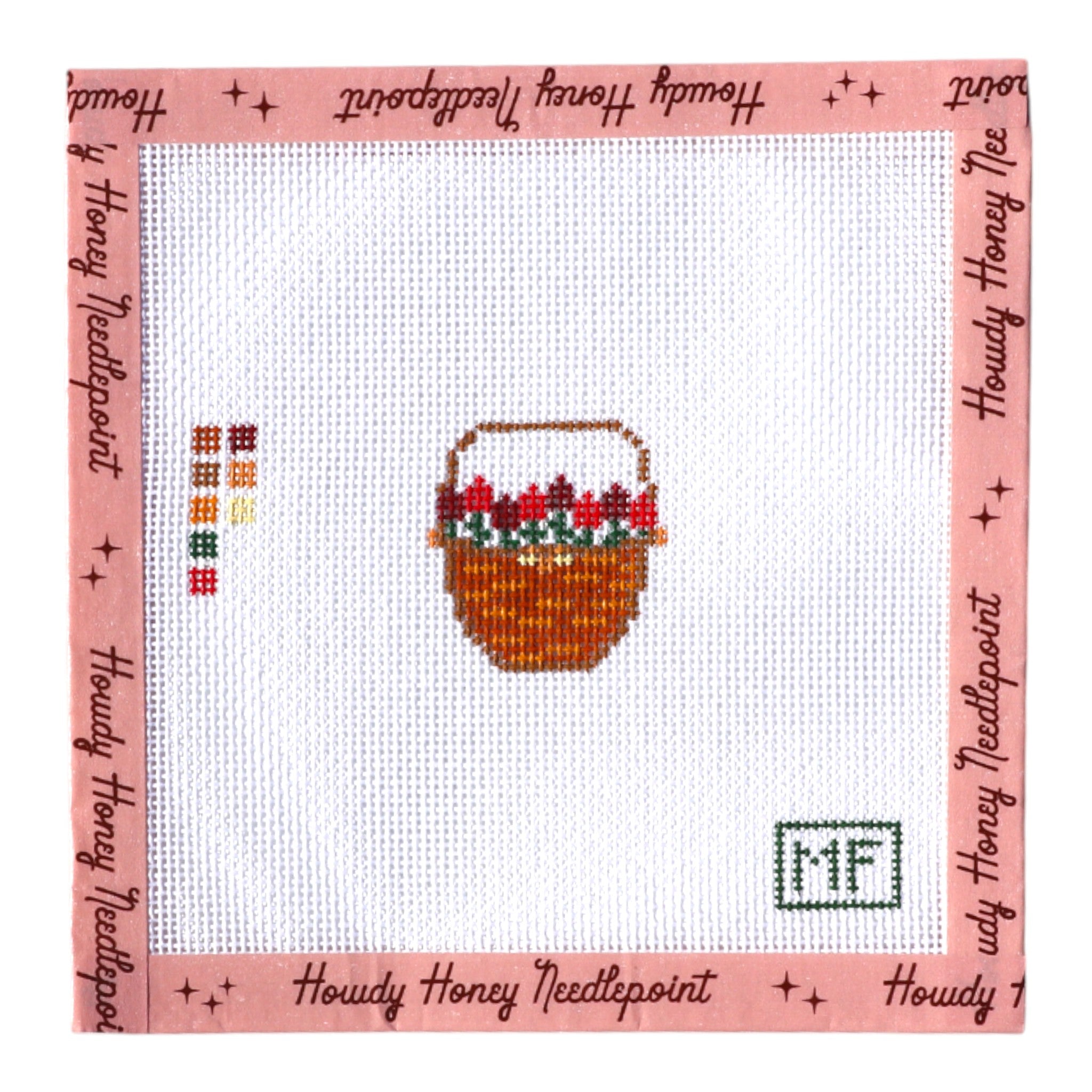 Lightship Basket with Red Flowers Mini