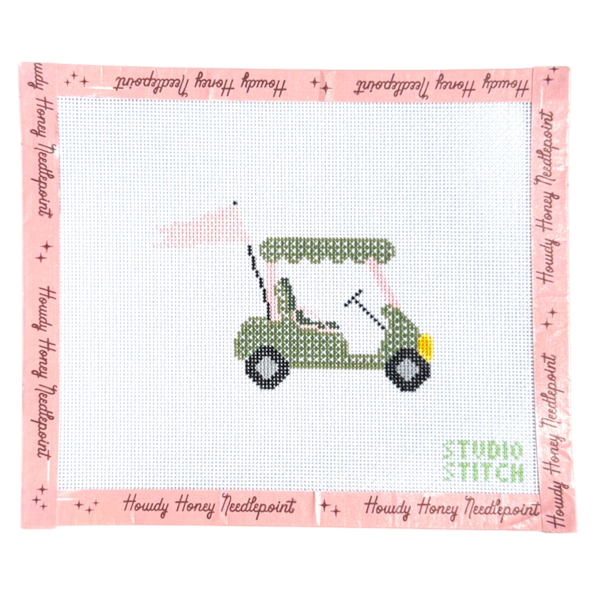 Pink and Green Golf Cart